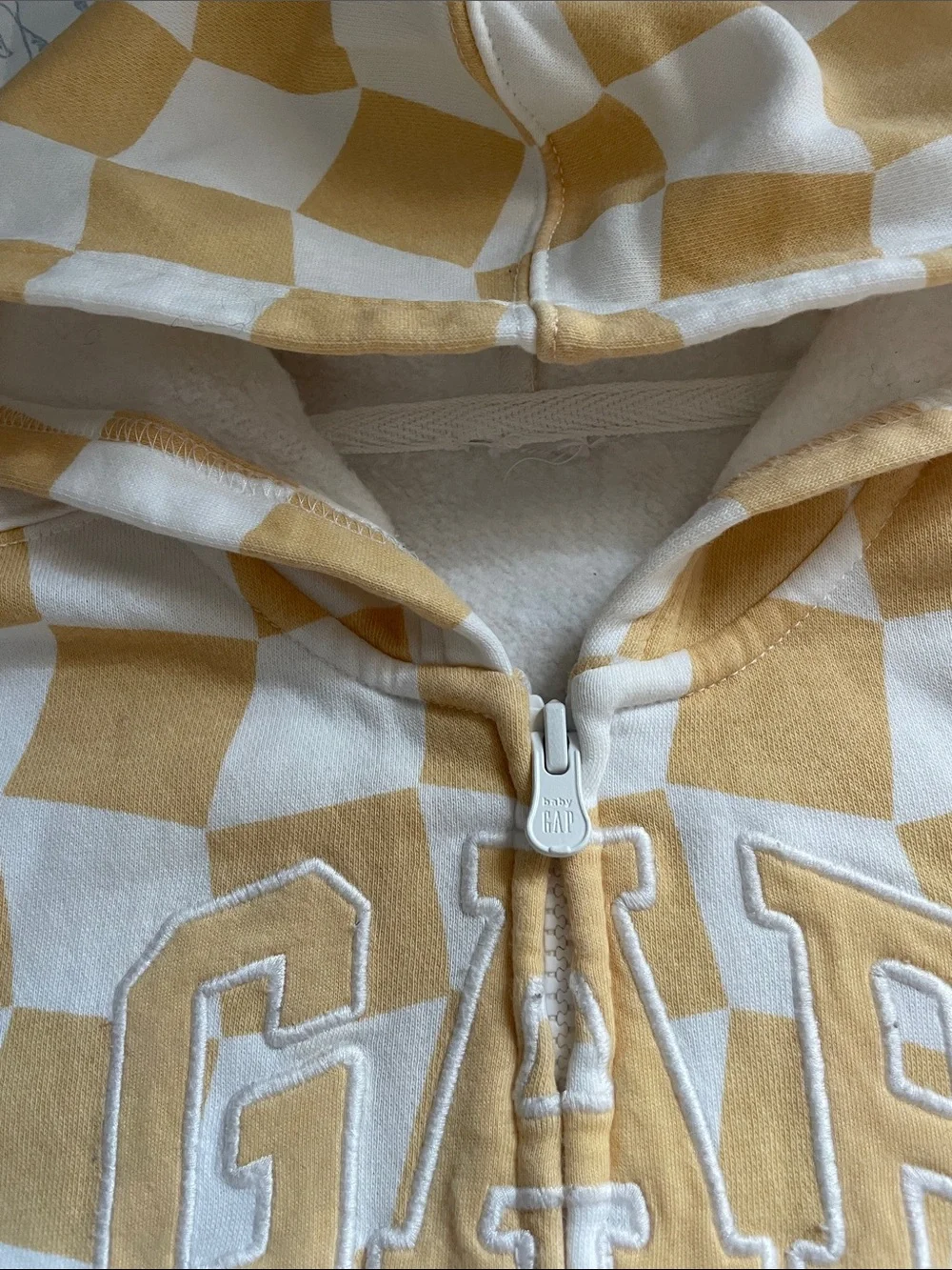 GAP Yellow and White Checkerboard Hoodie & Joggers Set 2T